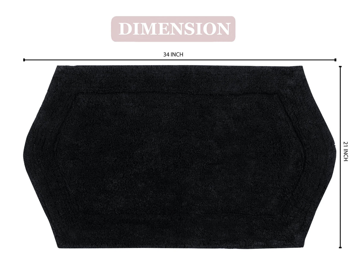 100% Cotton Tufted Non-Slip Bath Rug, 21"x34" Black O908166