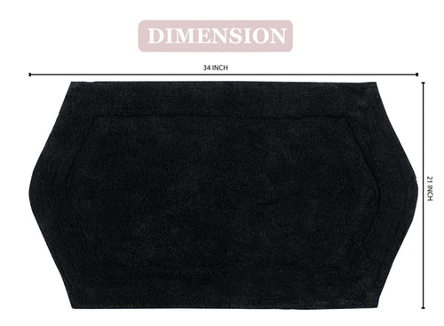 100% Cotton Tufted Non-Slip Bath Rug, 21"x34" Black O908166