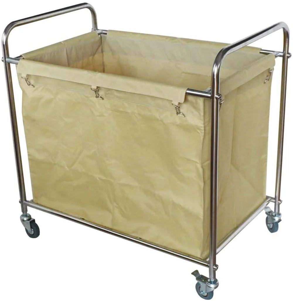 Laundry Sorter Cart with Removable Baskets Stainless Steel Frame Rolling Casters W30855