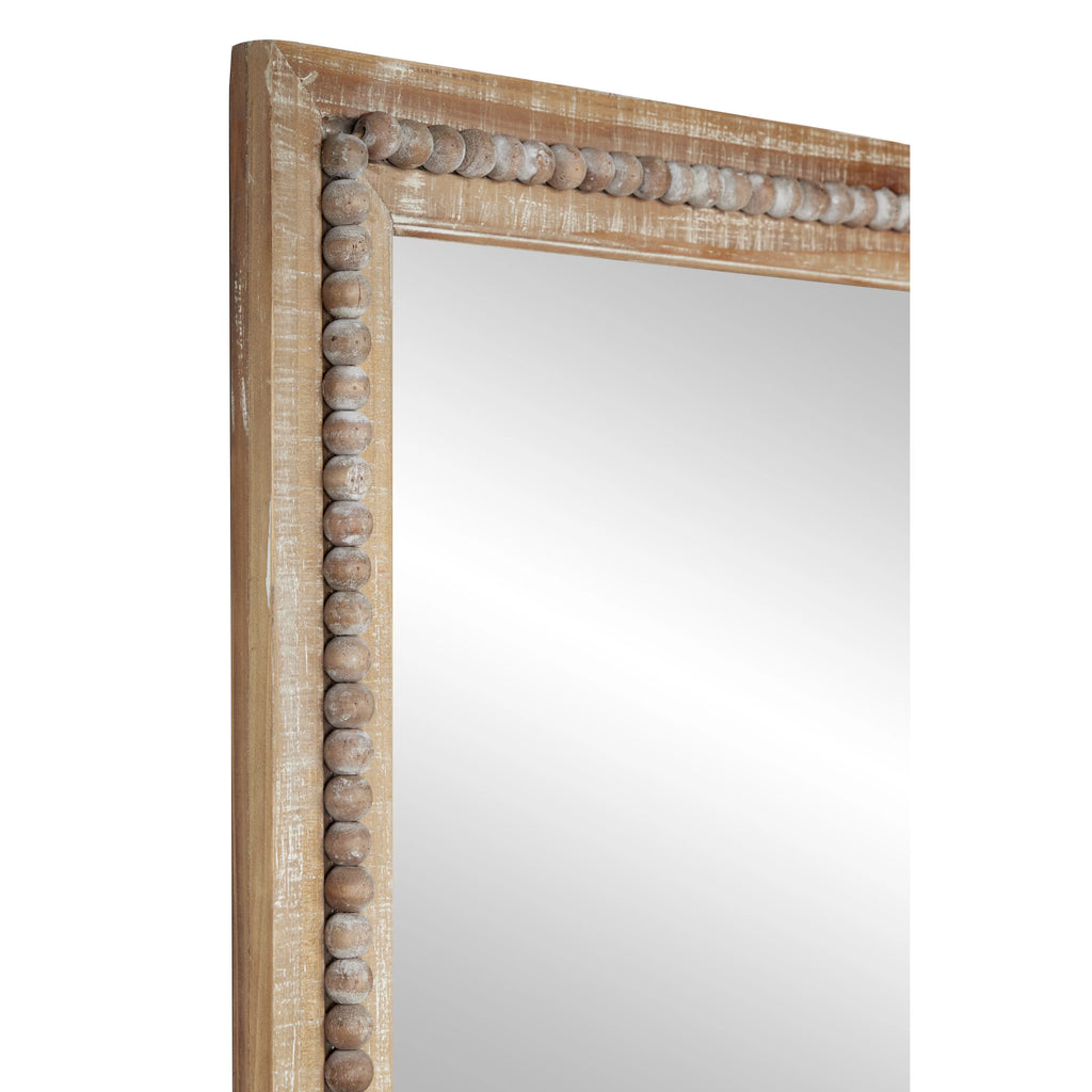 Brown Bohemian Wood Rectangular Wall Mirror P382
