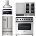 36 Gas Range, Range Hood, Microwave, Refrigerator, Dishwasher, Wine Cooler L14044