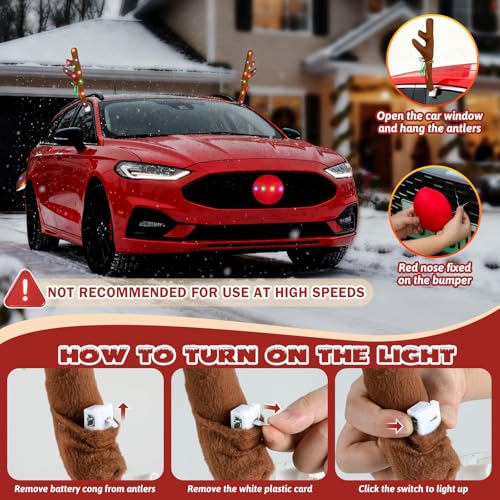 Car Reindeer Antlers & Nose with Lights I77892