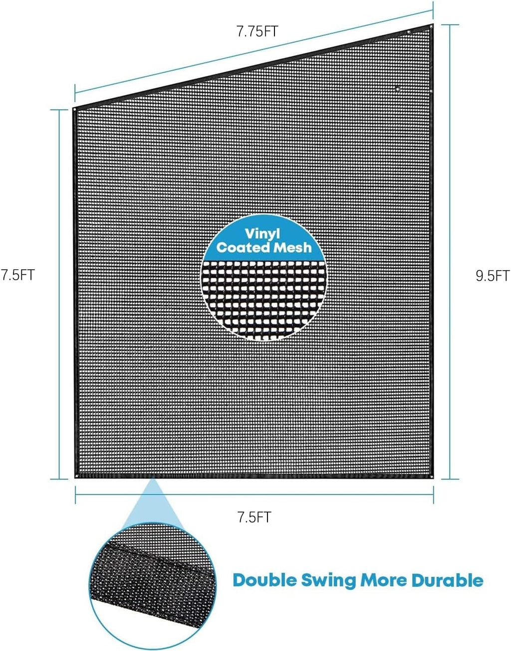 RV Awning Side Sun Shade 9’ x 7’ Black Mesh Screen Kit S9285