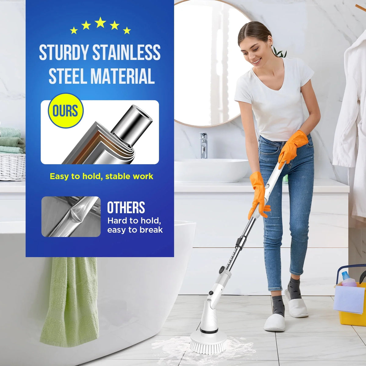 Cordless Electric Spin Scrubber with 4 Heads J2651