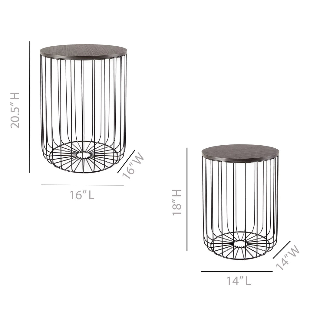 Set of 2 Walnut Finish Nesting Tables P574700