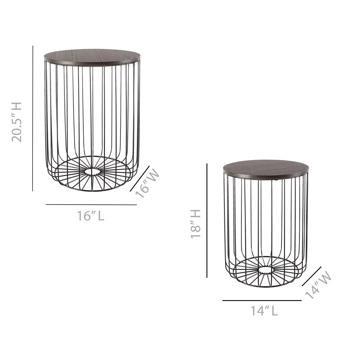 Set of 2 Walnut Finish Nesting Tables P574700