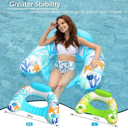 Inflatable Pool Float Chair 2 Pack with Cup Holders E823774