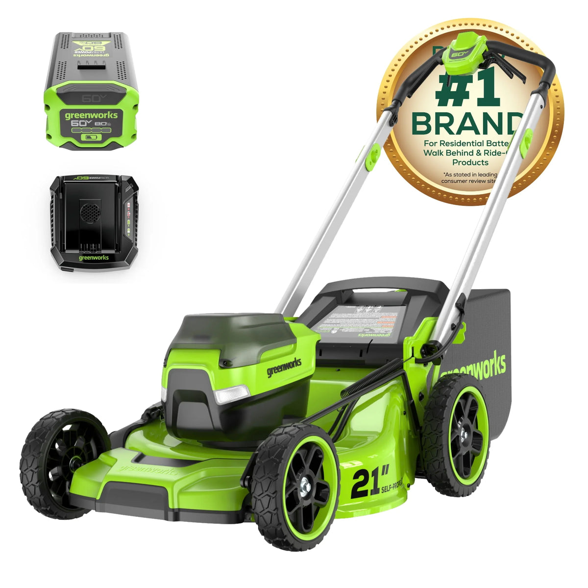 60V 21 Self Propelled Lawn Mower with 8.0 Ah Battery & Rapid Charger J73206