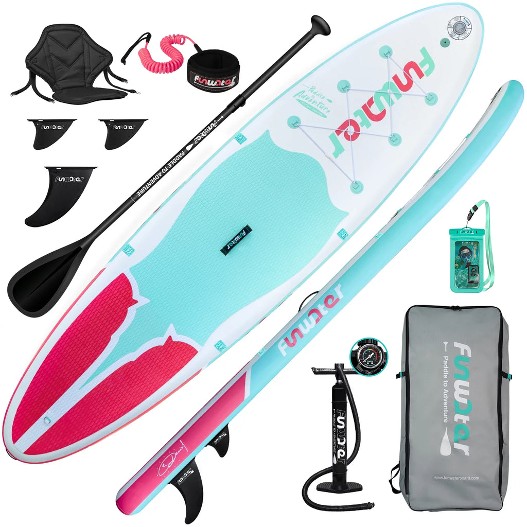 Light Blue Pink Inflatable Stand Up Paddle Board 11'x33''x6'' M683111