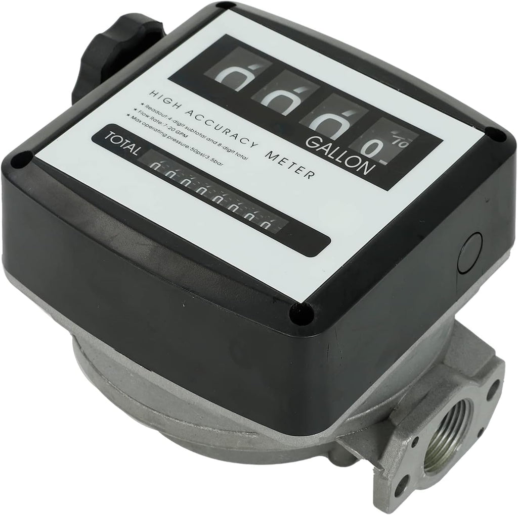 Mechanical Fuel Flow Meter 7-20 GPM 4-Digital Batch Display 50 PSI Pack of 2 D620