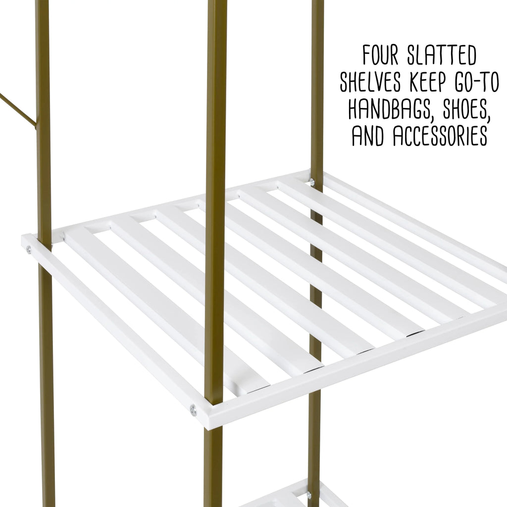 Freestanding Open Metal Closet Wardrobe with 4 Shelves A605