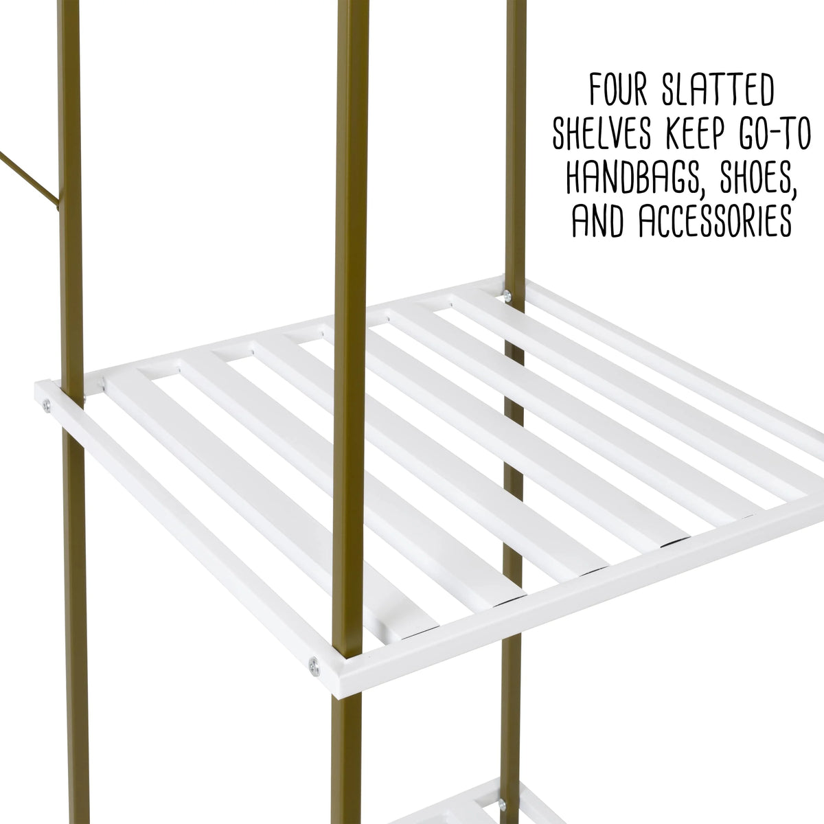 Freestanding Open Metal Closet Wardrobe with 4 Shelves A605
