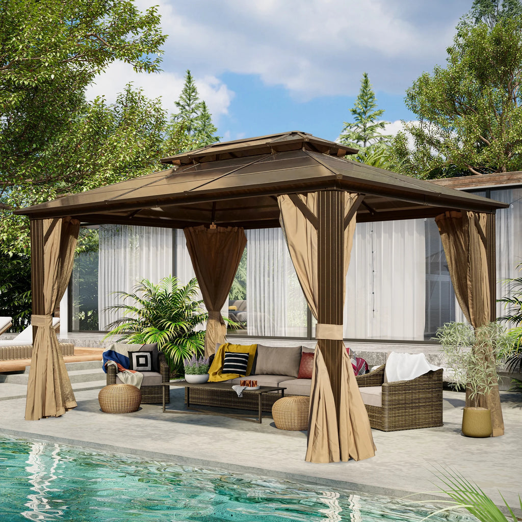 10'x13' Polycarbonate Double Roof Aluminum Hardtop Gazebo R3030