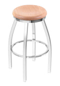 Chrome Finish Bar Stool with Natural Oak Seat and 360 Swivel E733427