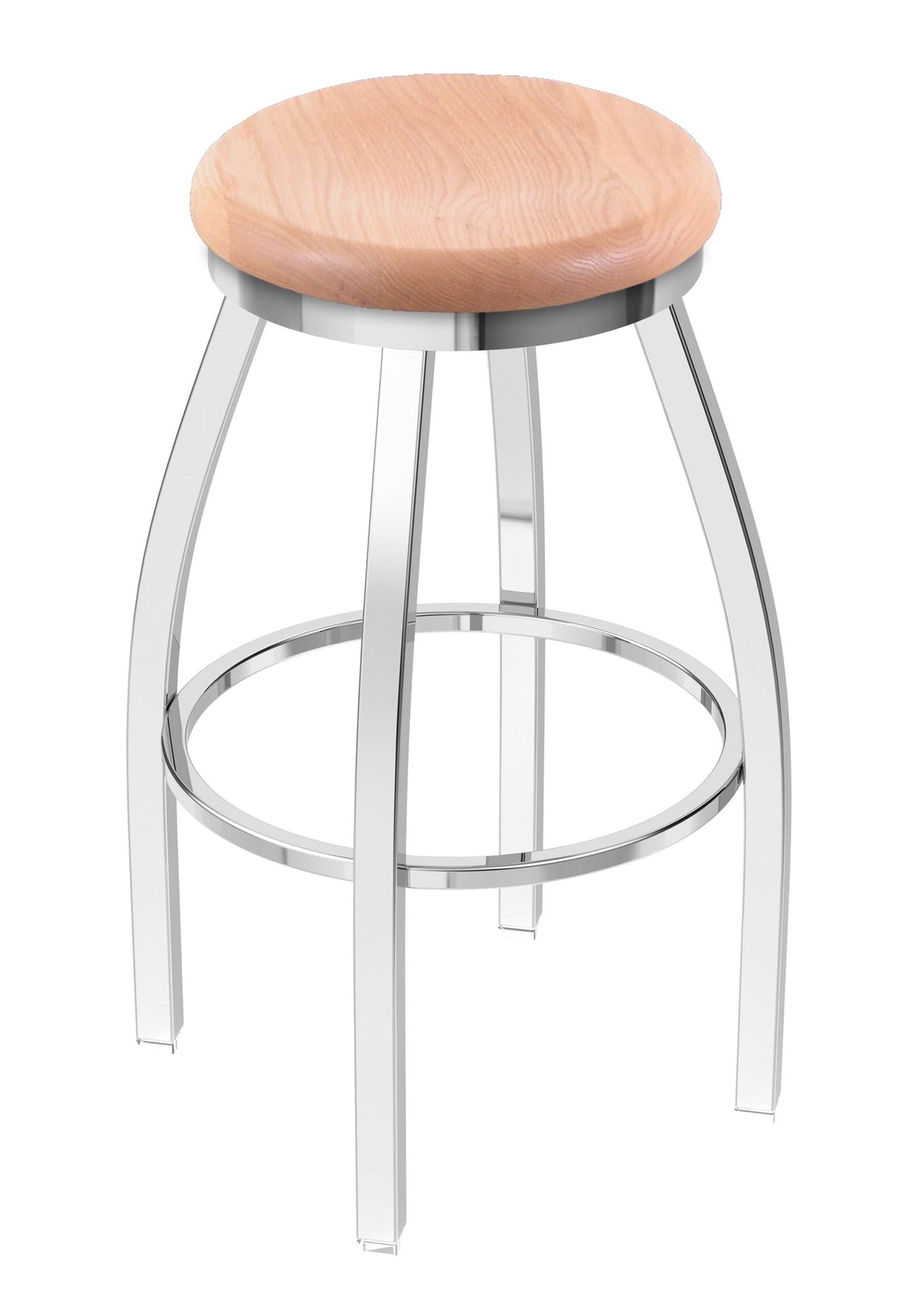 Chrome Finish Bar Stool with Natural Oak Seat and 360 Swivel E733427