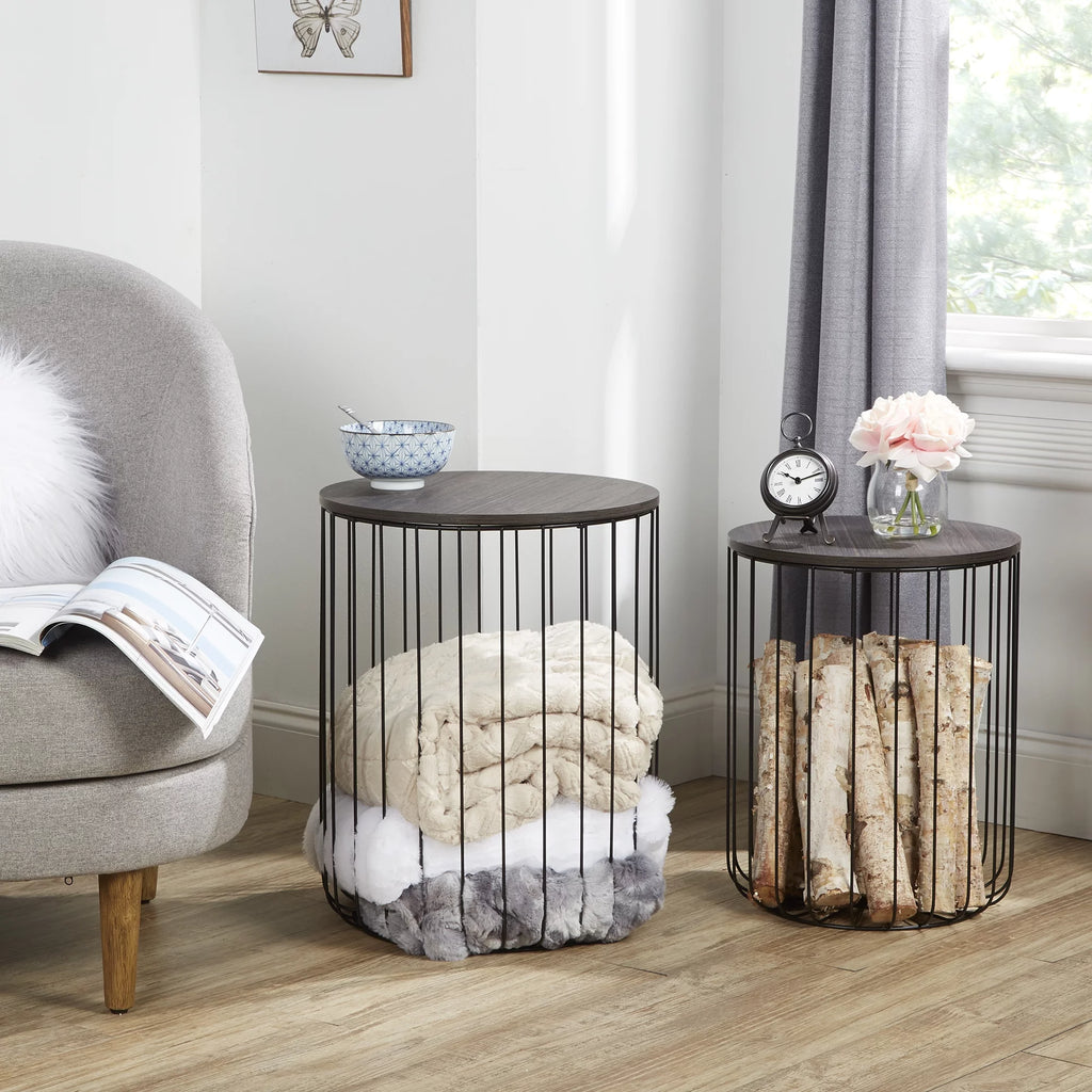Set of 2 Walnut Finish Nesting Tables P574700