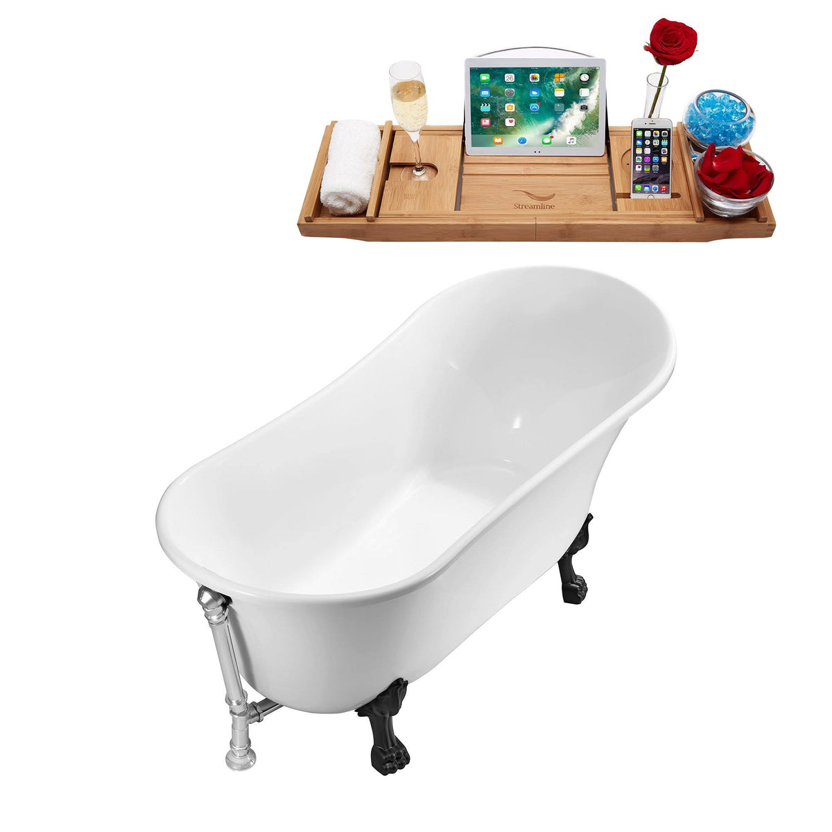 White Soaking Clawfoot Tub with External Drain H651