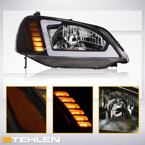 Compatible With 2001-2003 Honda Civic LED Headlights Black E400