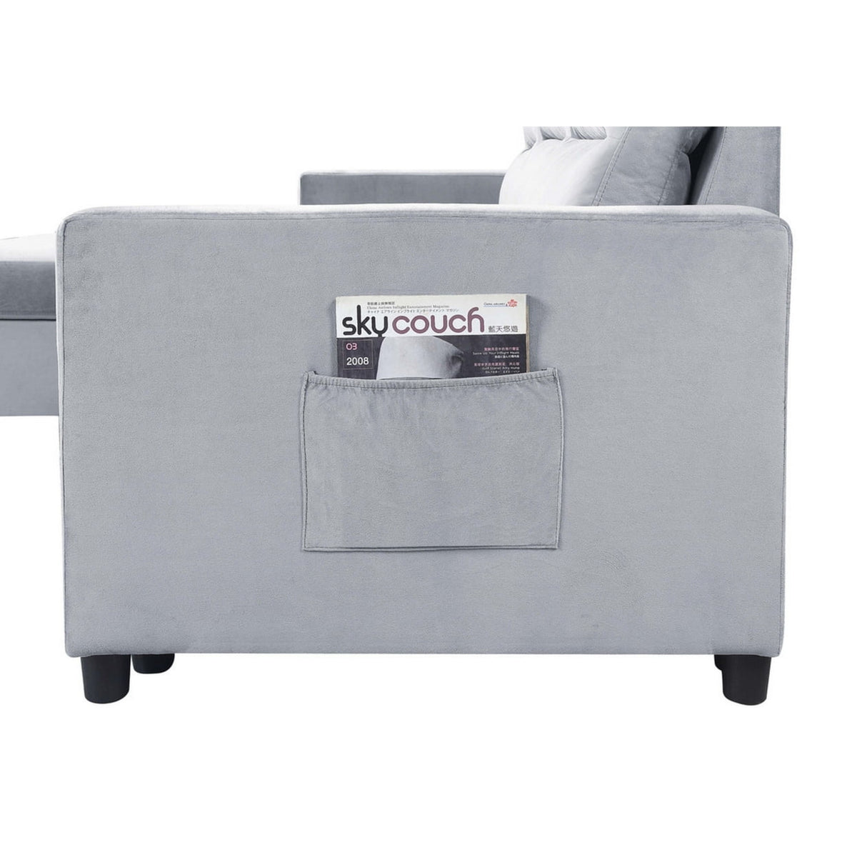 Gray Reversible Sleeper Sofa with Chaise S6485