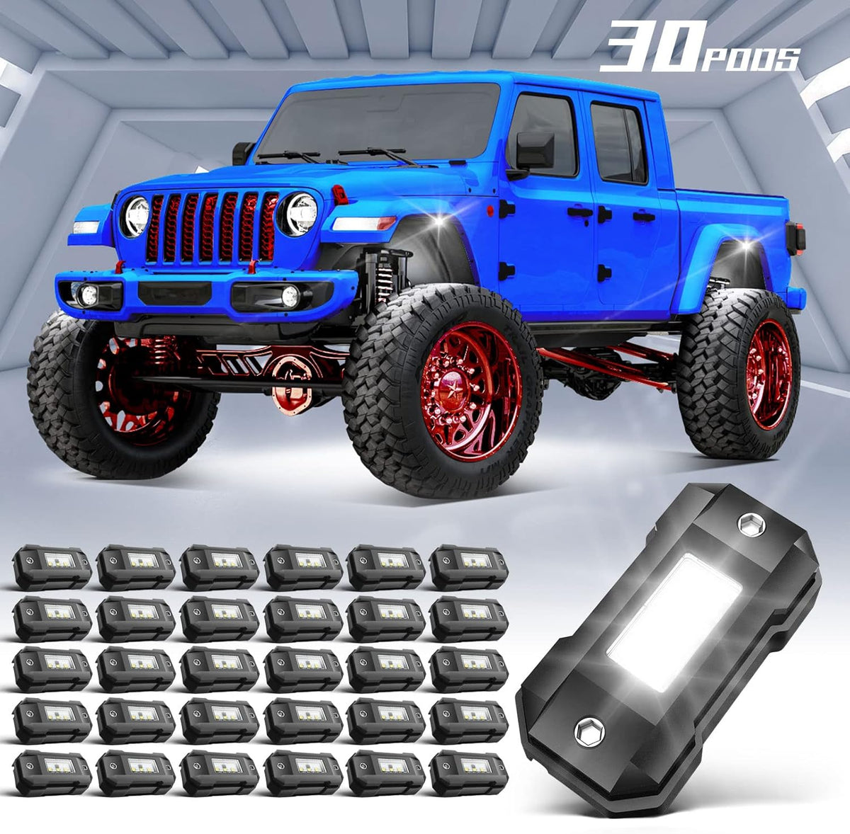 White 12 Pod Waterproof LED Rock Lights K759