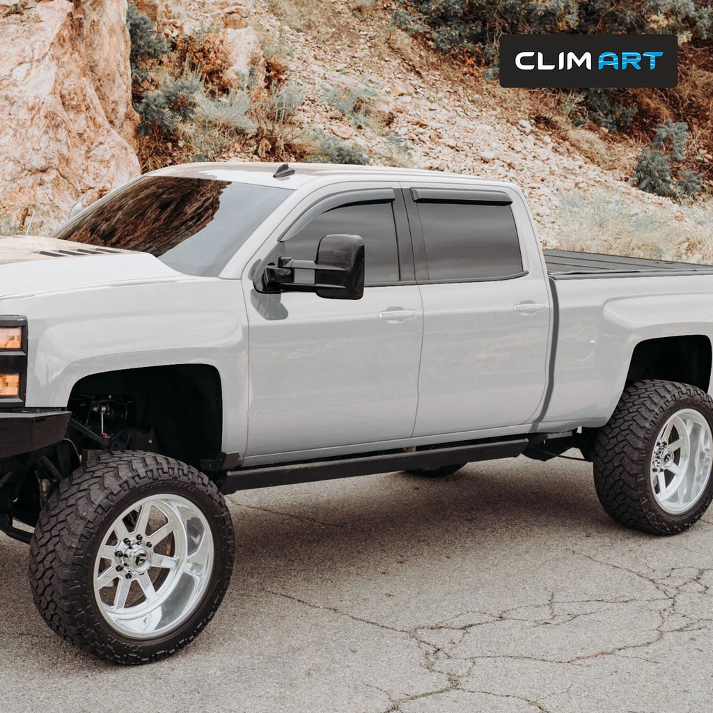 Rain Guards for Chevrolet Silverado 2014-2018 Crew Cab, Tape-on Window Deflectors, 4 pcs. L56677