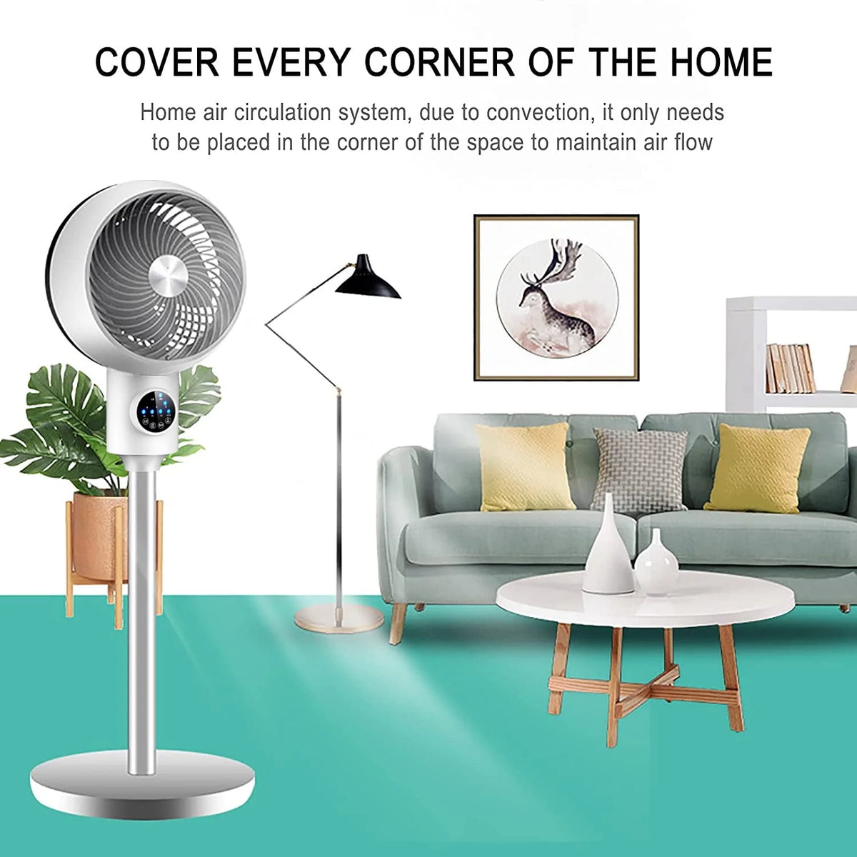 Electric Fan Floor Standing Swing Head Air Circulation Fan Remote Control T923