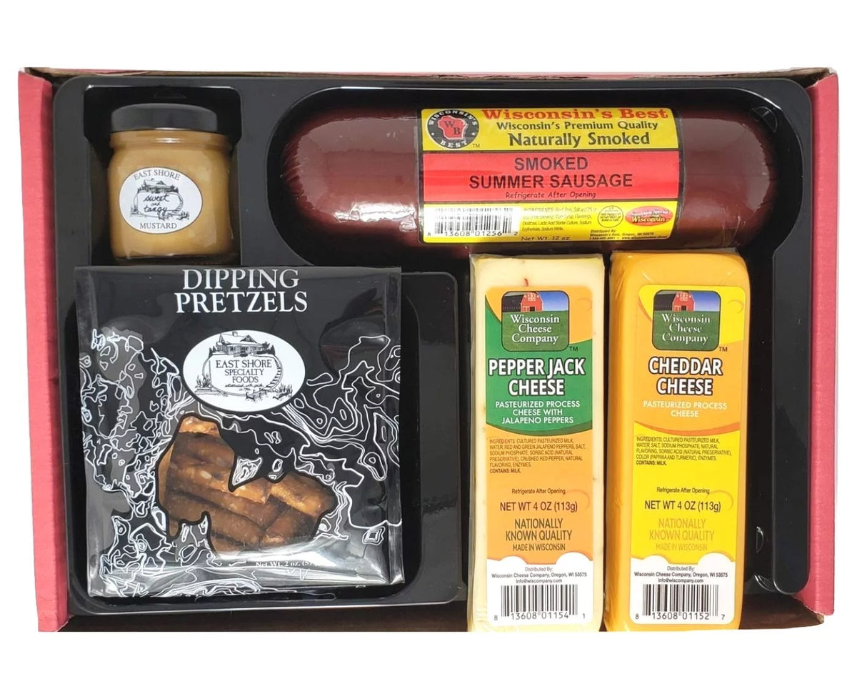 Classic Man Snack Gift Basket Summer Sausage Wisconsin Cheese Q4113