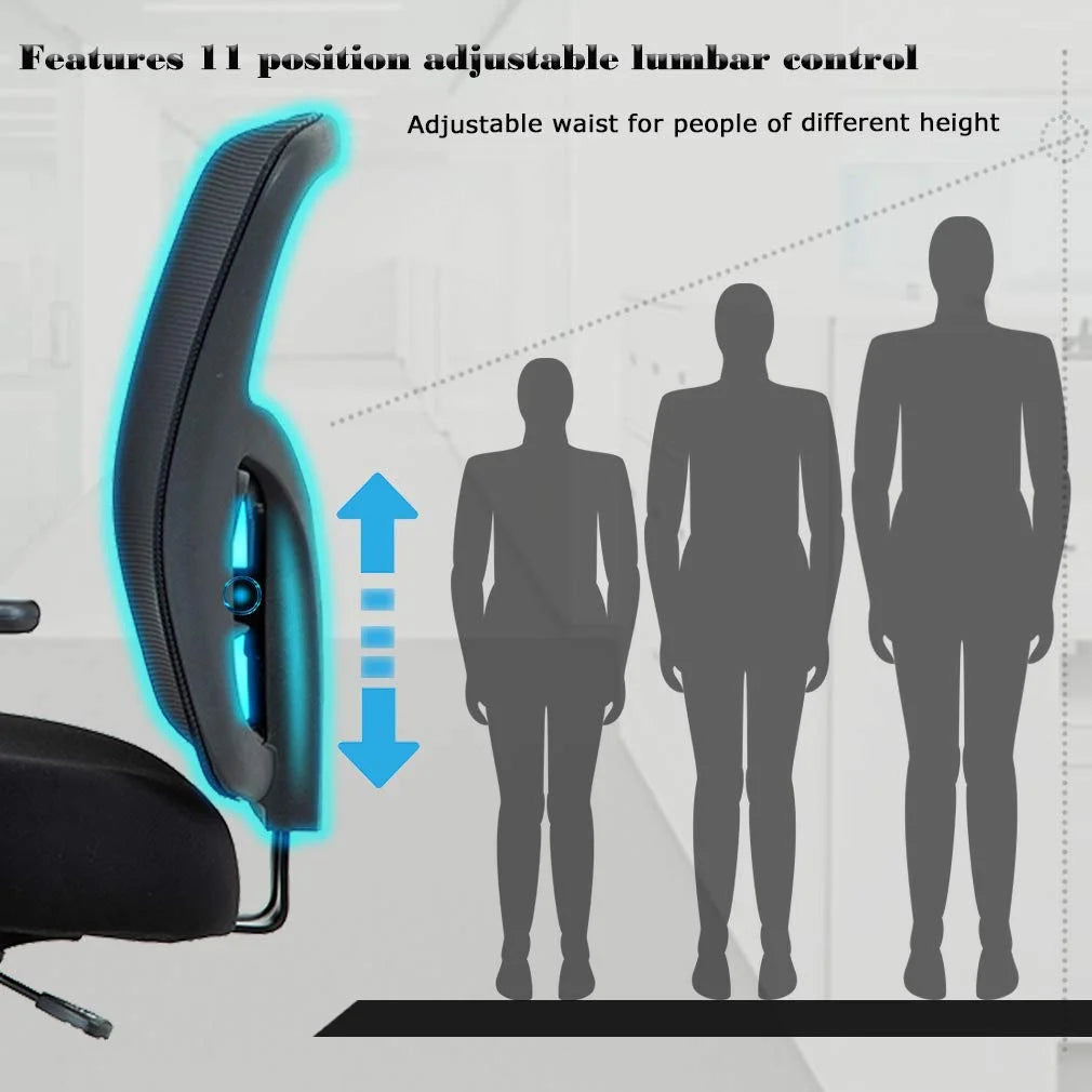 Black Mesh Ergonomic Office Chair 400 lbs with Wheels and Adjustable Arms W528