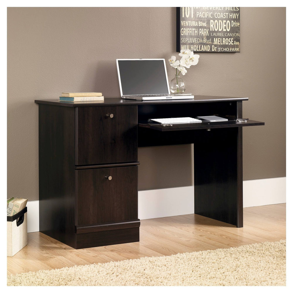 Computer Desk with Keyboard Tray in Cinnamon Cherry J545938