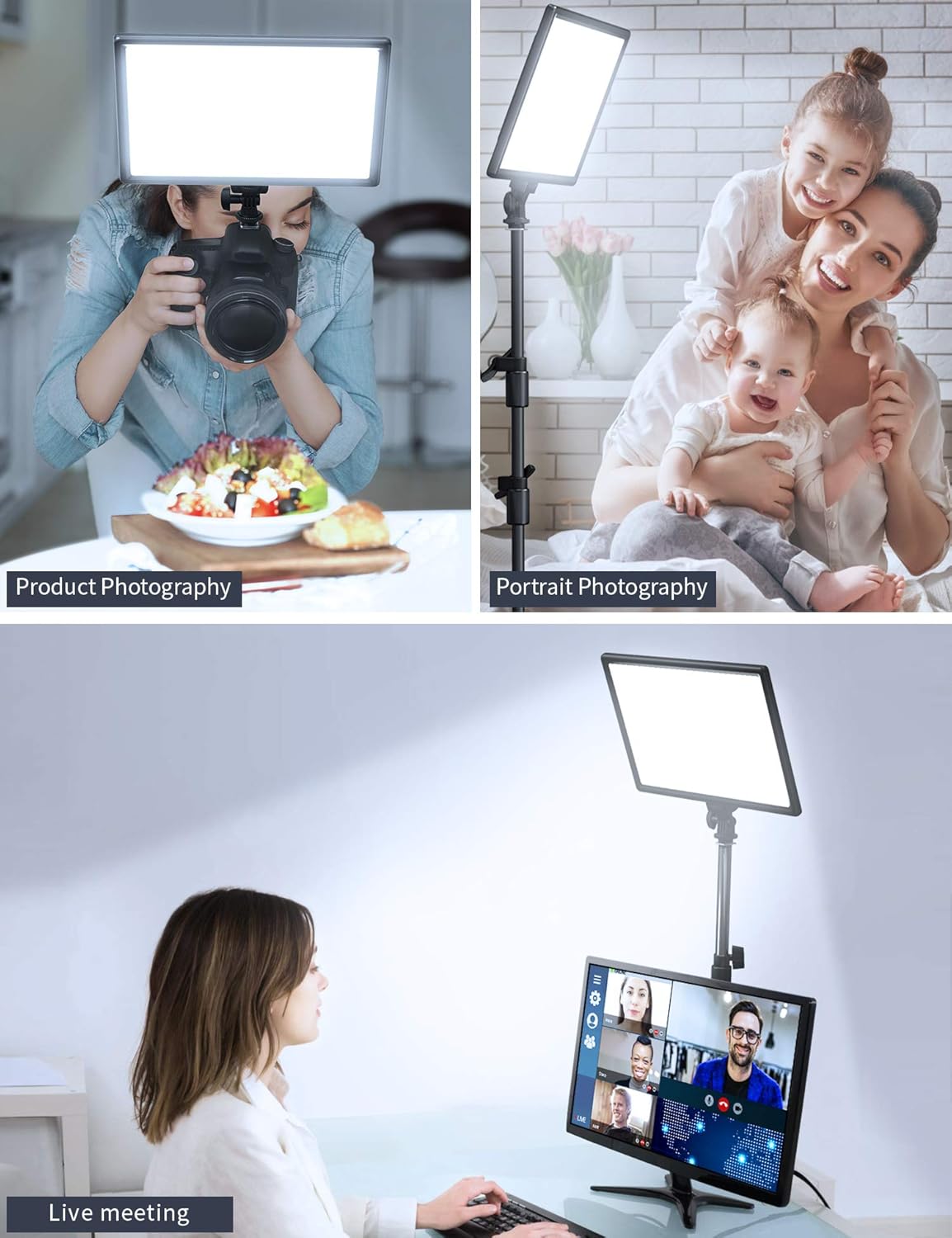 LED Video Soft Light Panel, Dual Rechargeable Battery, Dimmable 3200K-5600K, CRI95+, Pack of 2 M57249