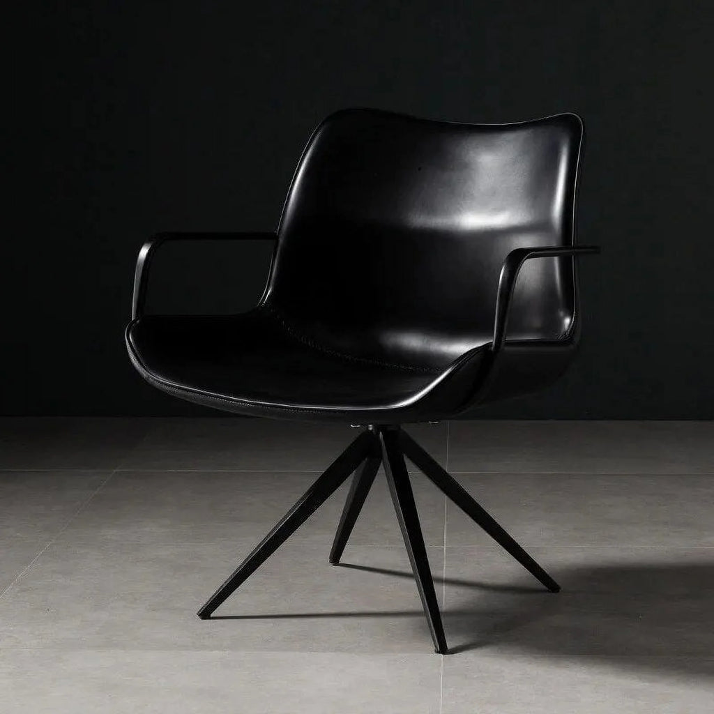 Nordic Retro Leisure Office Chair Leather Armchair Swivel Chair I438