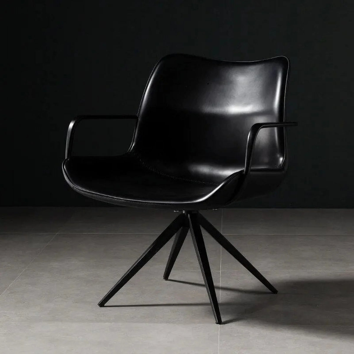 Nordic Retro Leisure Office Chair Leather Armchair Swivel Chair I438