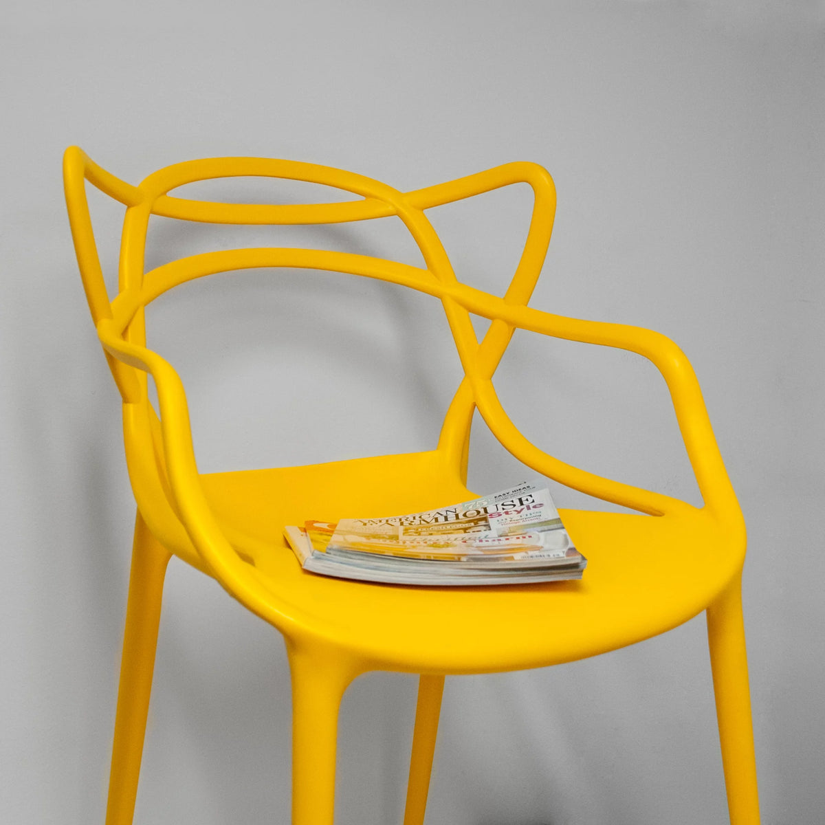 Yellow Molded Plastic Dining Chair Set of 2 S68611