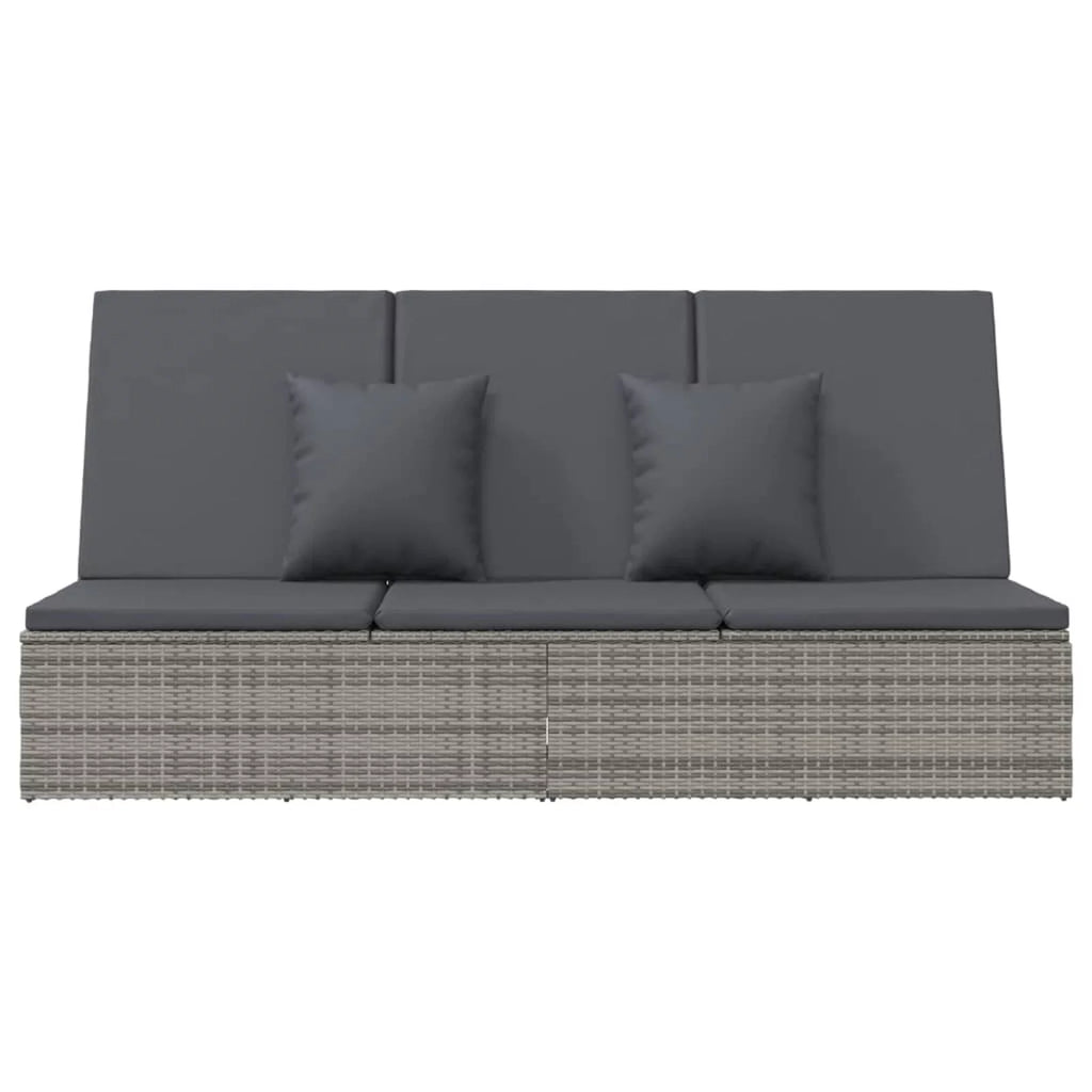 Convertible Sun Bed with Cushions Poly Rattan Dark Gray P961180