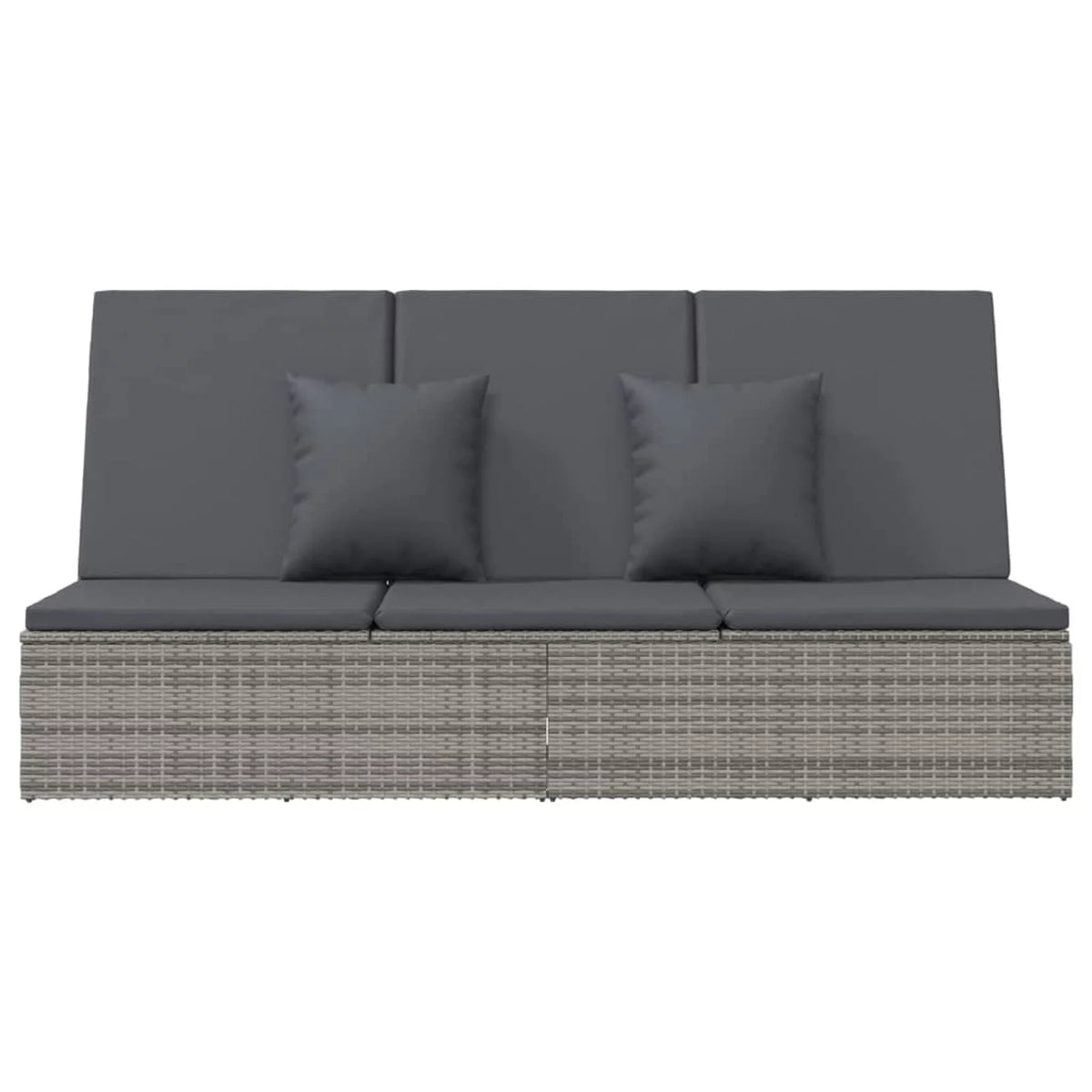 Convertible Sun Bed with Cushions Poly Rattan Dark Gray P961180