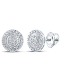 10kt White Gold Mens Round Diamond Cluster Earrings 1/8 Cttw U534899