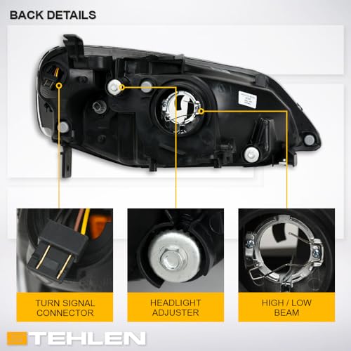Compatible With 2001-2003 Honda Civic LED Headlights Black E400