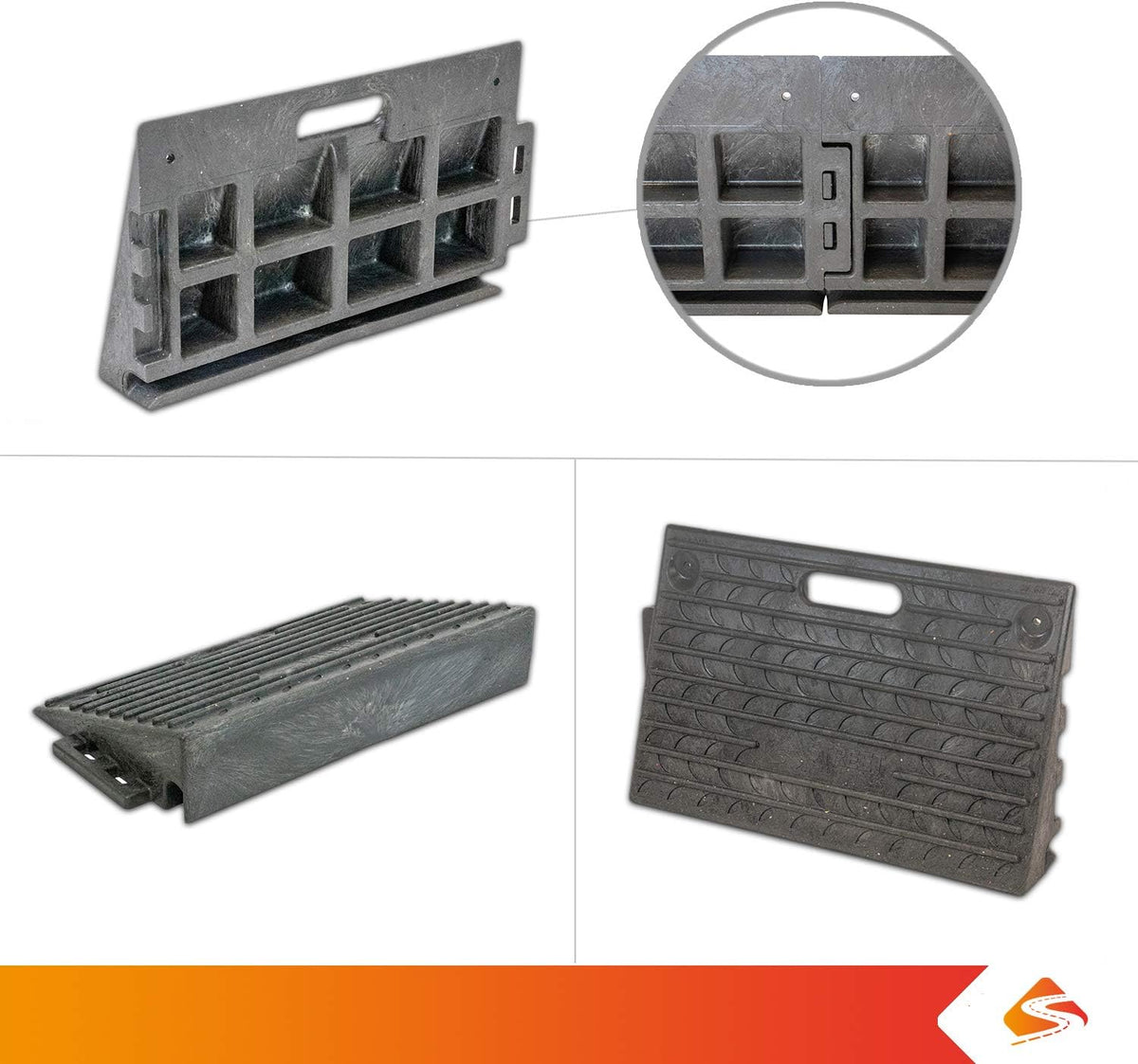 4 Inch Driveway Curb Ramp Pack of 2, Heavy Duty Rubber Ramps G7559