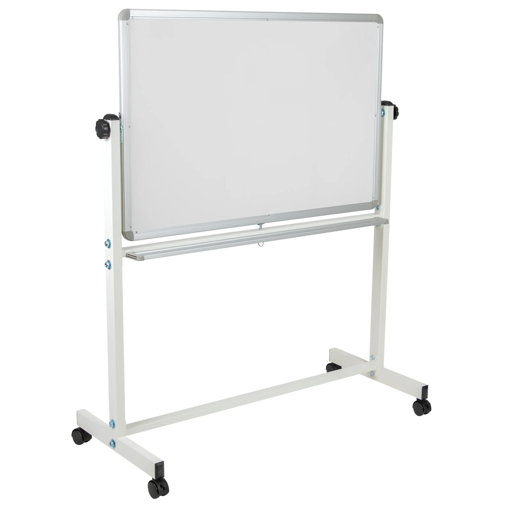 Double-Sided Mobile White Board with Pen Tray L393676