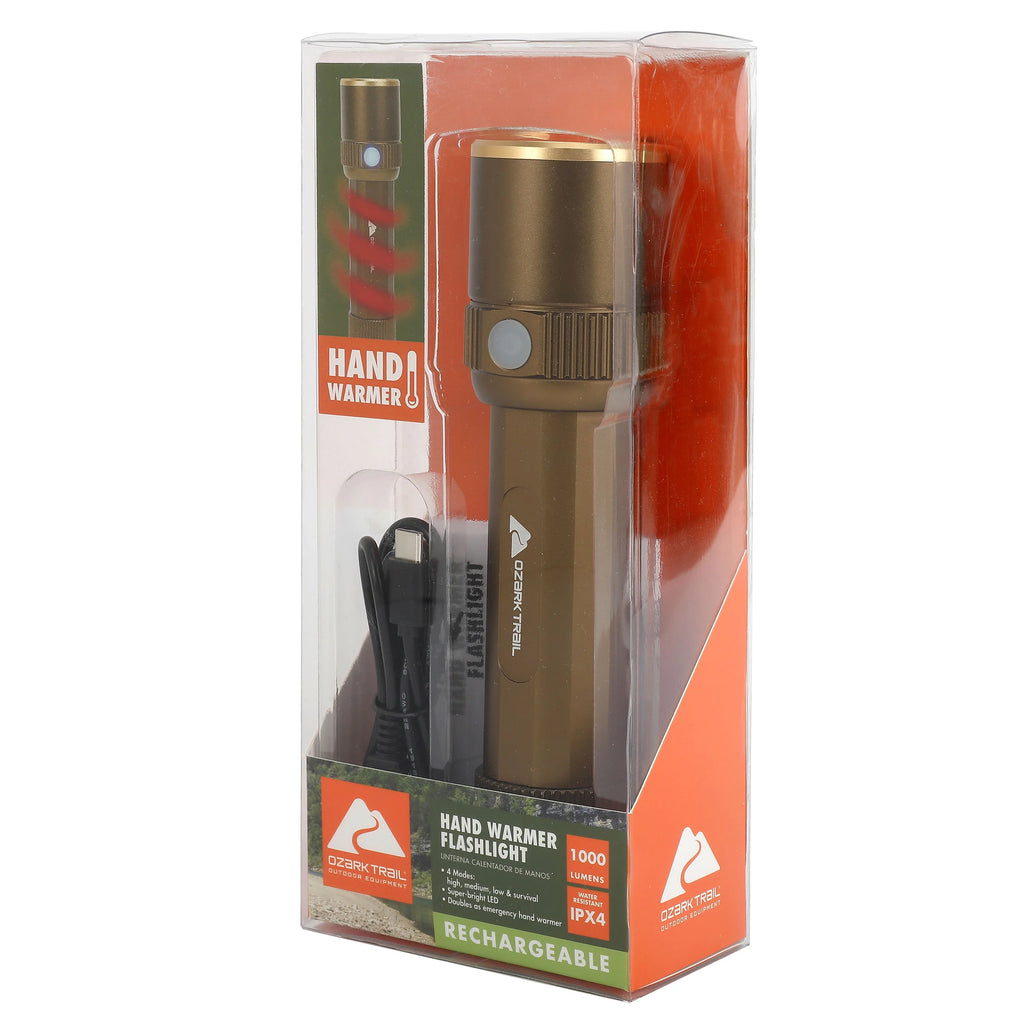 Rechargeable LED Flashlight with Power Bank and Hand Warmer, Green S944012