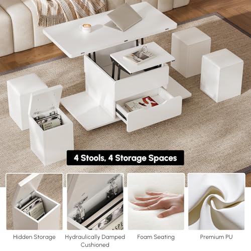 Black Lift-Top Coffee Table with Hidden Storage Y5458