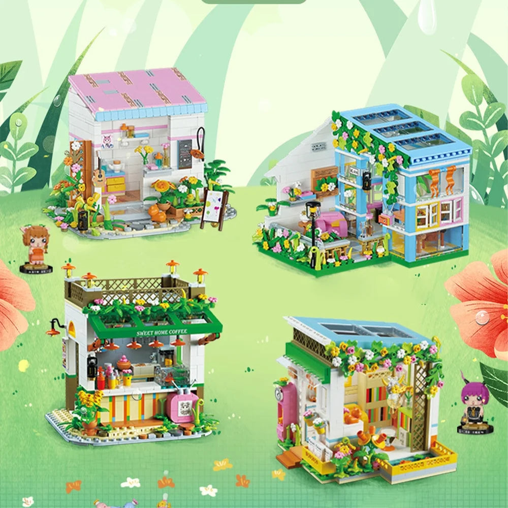DIY Miniature Dollhouse Kit with Furniture and Flowers, 1:24 Scale E5439