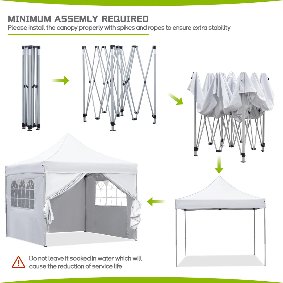 10' x 10' Pop up Canopy Tent with 4 Side Panels, White O205