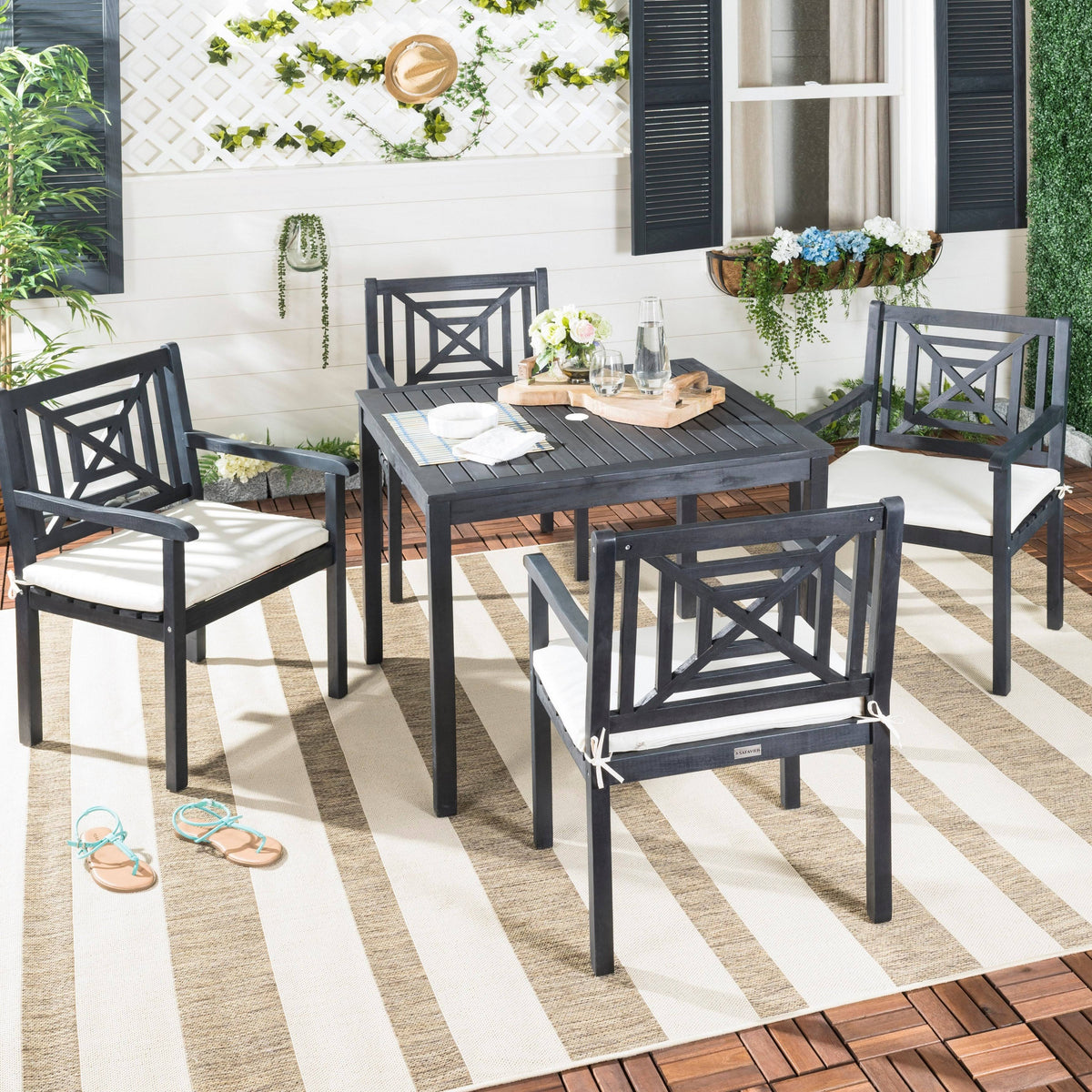 5 Piece Dark Slate Gray Dining Set E46888