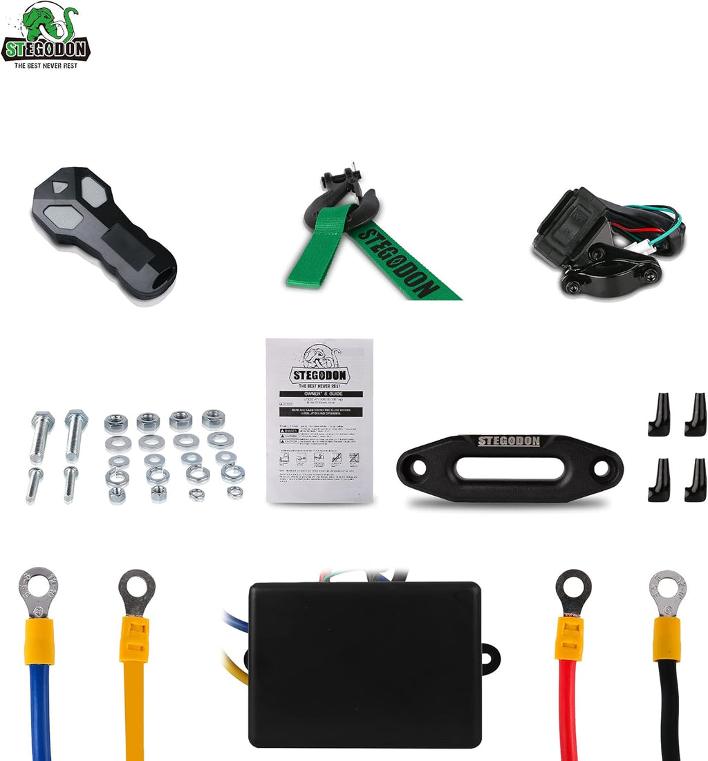 3500 lb. Load Capacity 12V Synthetic Rope Electric Winch with Wireless Remote D945