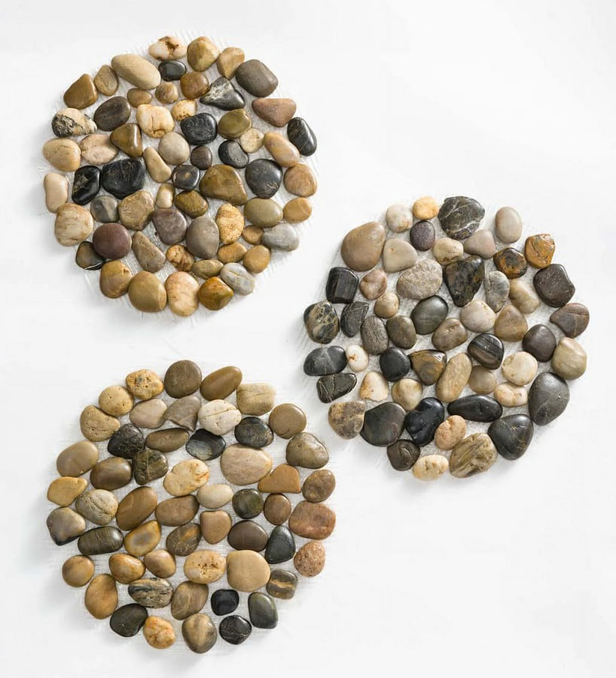 Set of 3 Natural River Rock Stepping Stones R898967