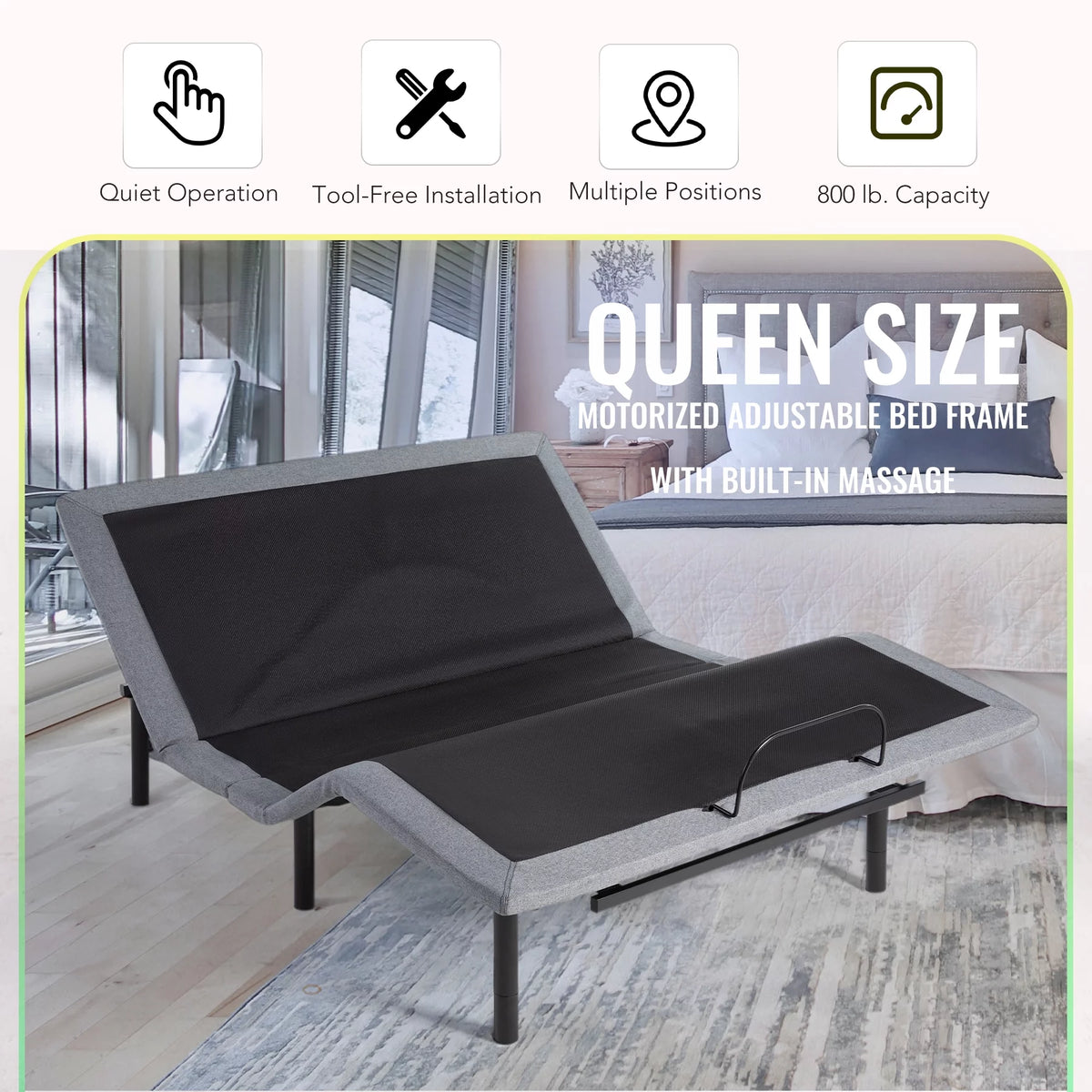Queen Size Motorized Bed Frame with Remote Control O739