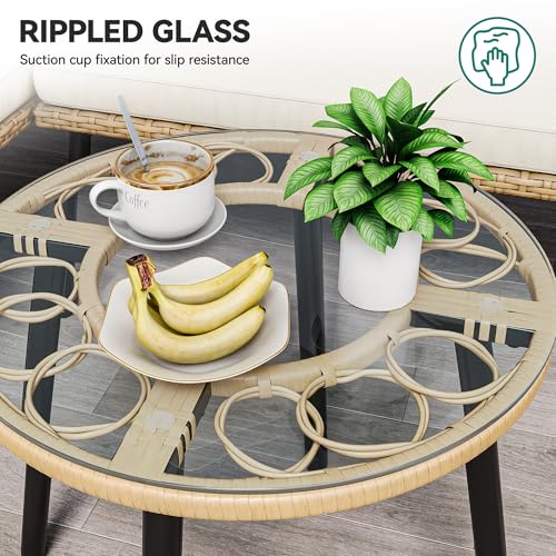 4-Piece Wicker Patio Bistro Set with Cushions and Metal Table Z970