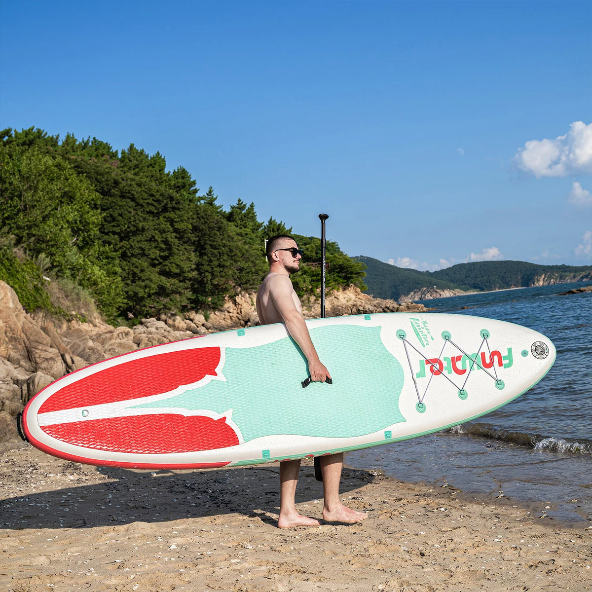 Light Blue Pink Inflatable Stand Up Paddle Board 11'x33''x6'' M683111