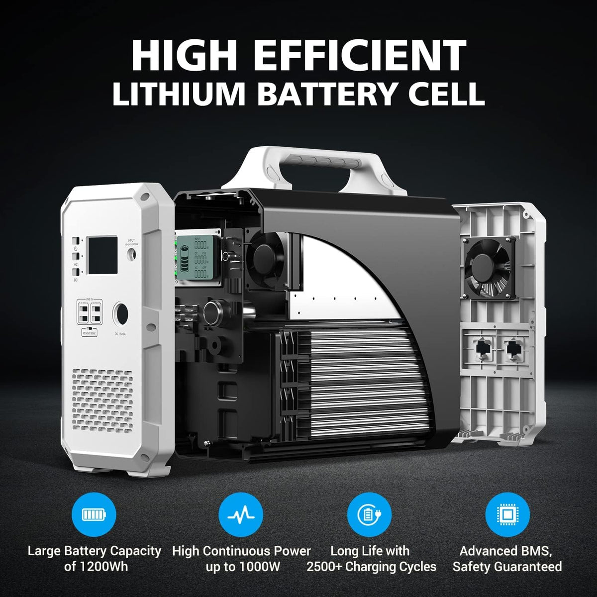 1200Wh 1000W Portable Power Station Lithium Battery M726